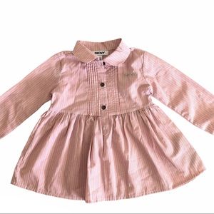 DKNY Girls 18 Months Pink Striped Peplum Shirt